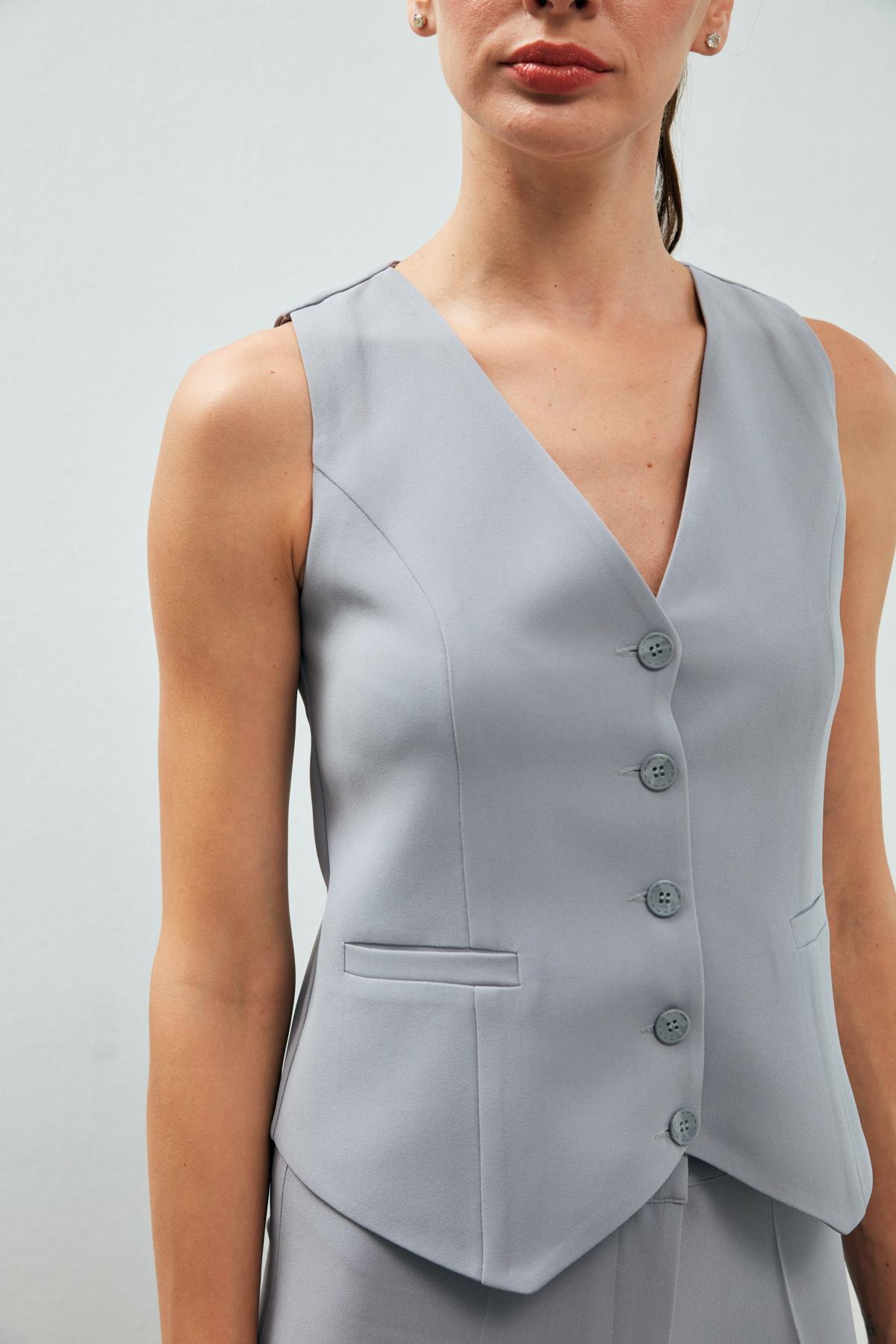 Annabel Vest Gray - Classic fit cut black vest I Jackets I Modalogy