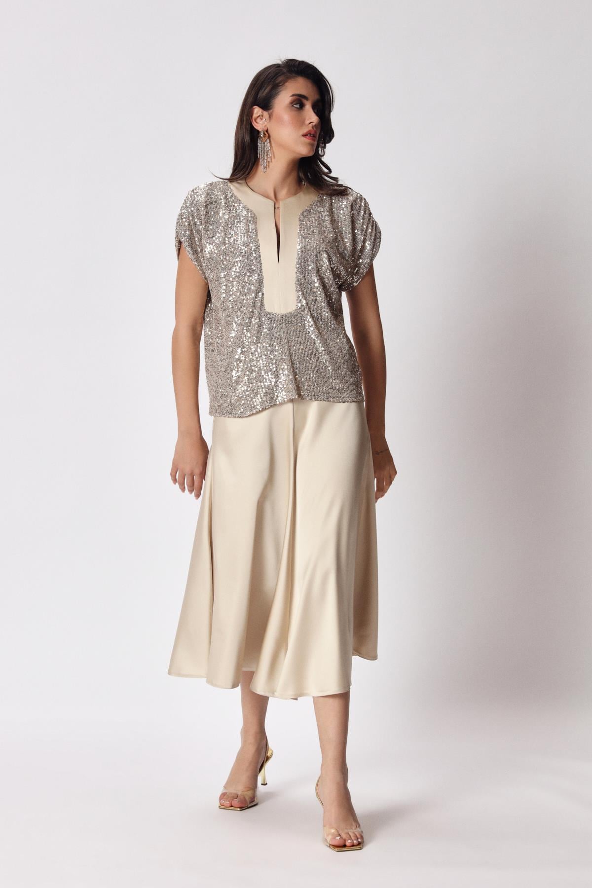 Emma Skirt Gold-Modalody-Plus Size Skirts