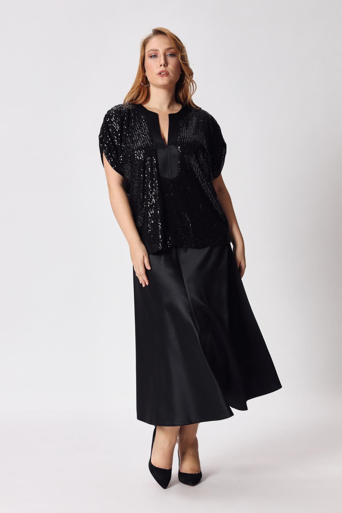 Emma Skirt Black-Modalody-Plus Size Skirts