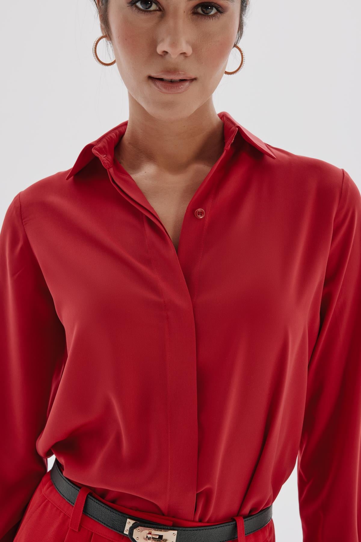 Gaia Shirt Red-Modalody-Plus Size Shirts 