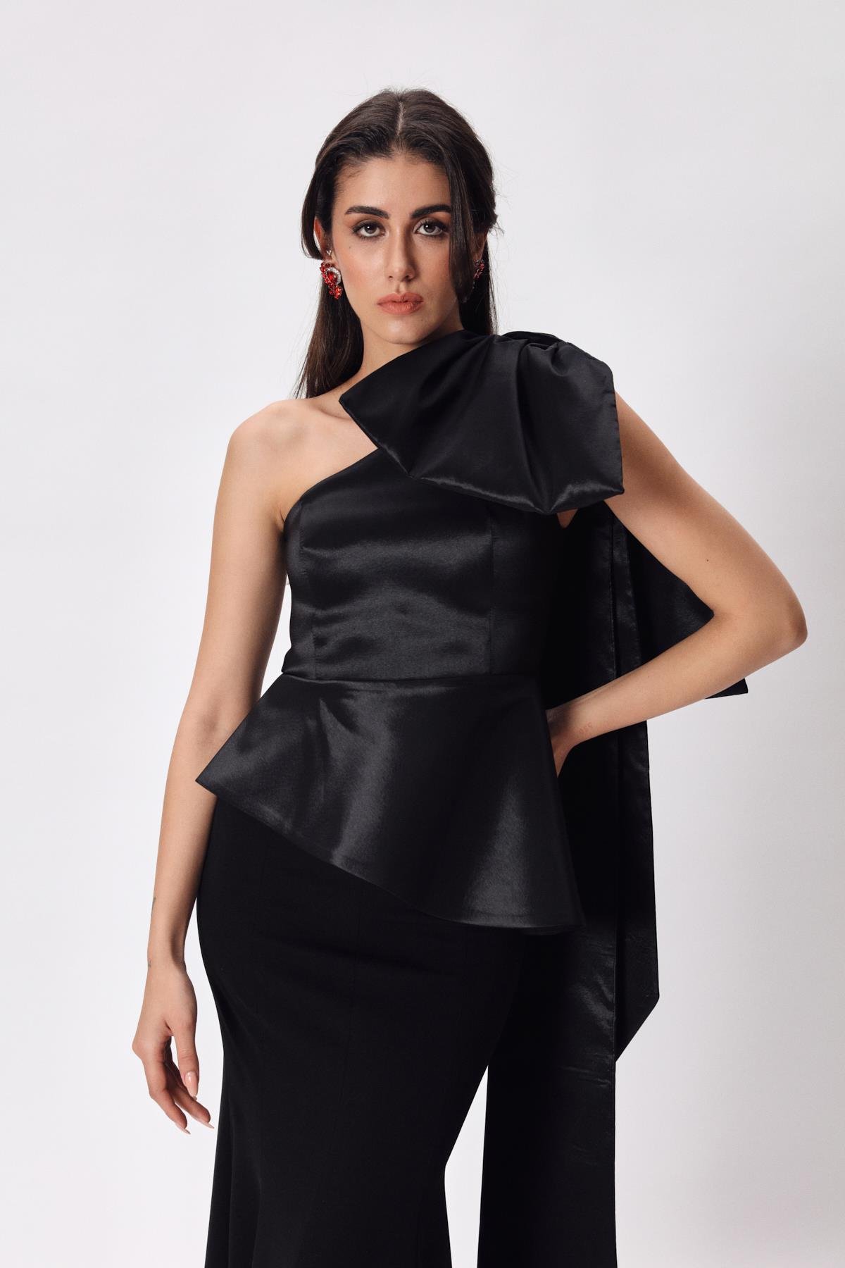 Gisele Kurdele Siyah-Modalody-Plus Size Blouses