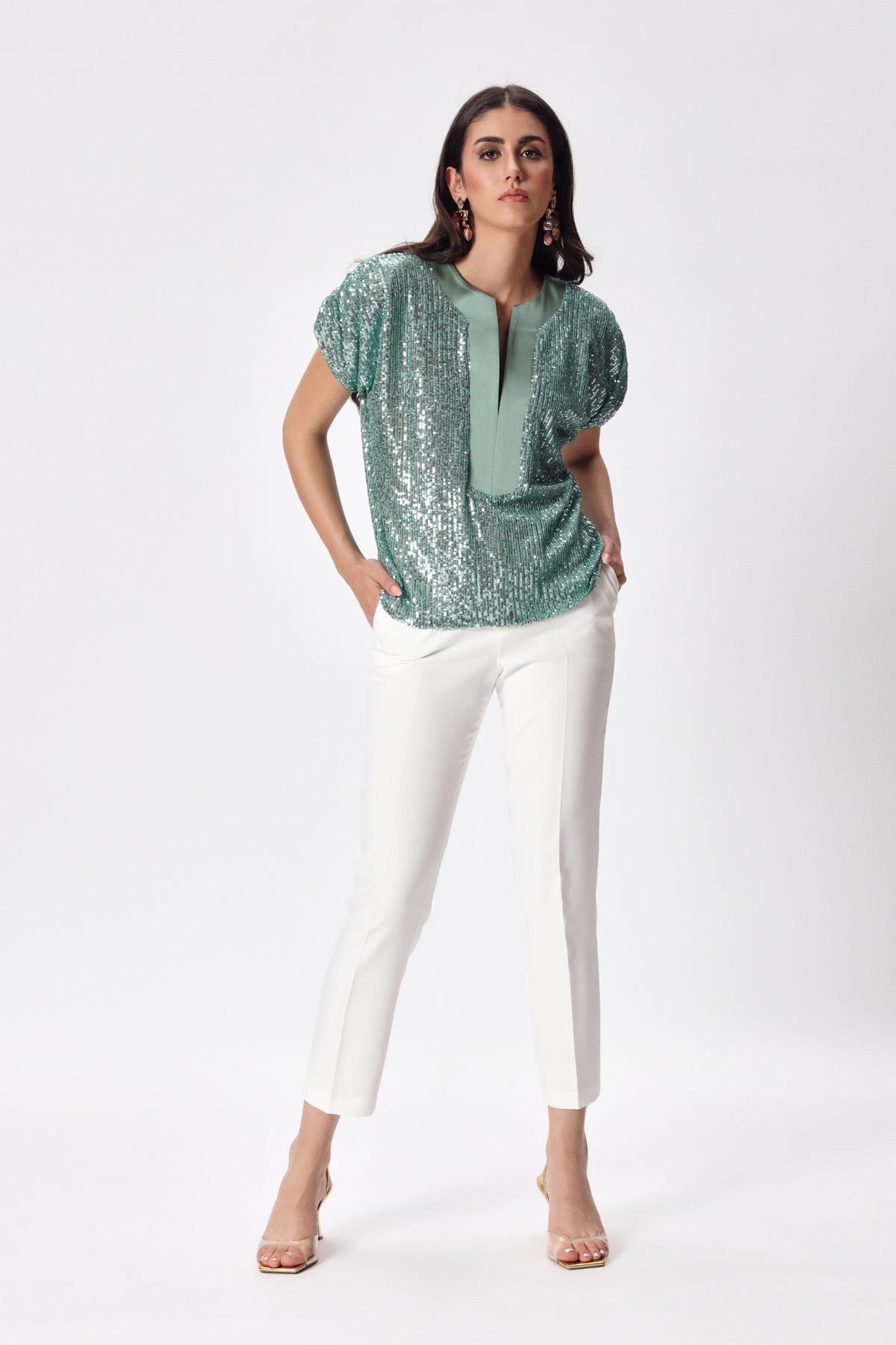 Iconas Blouse Mint-Modalody-Plus Size Blouses