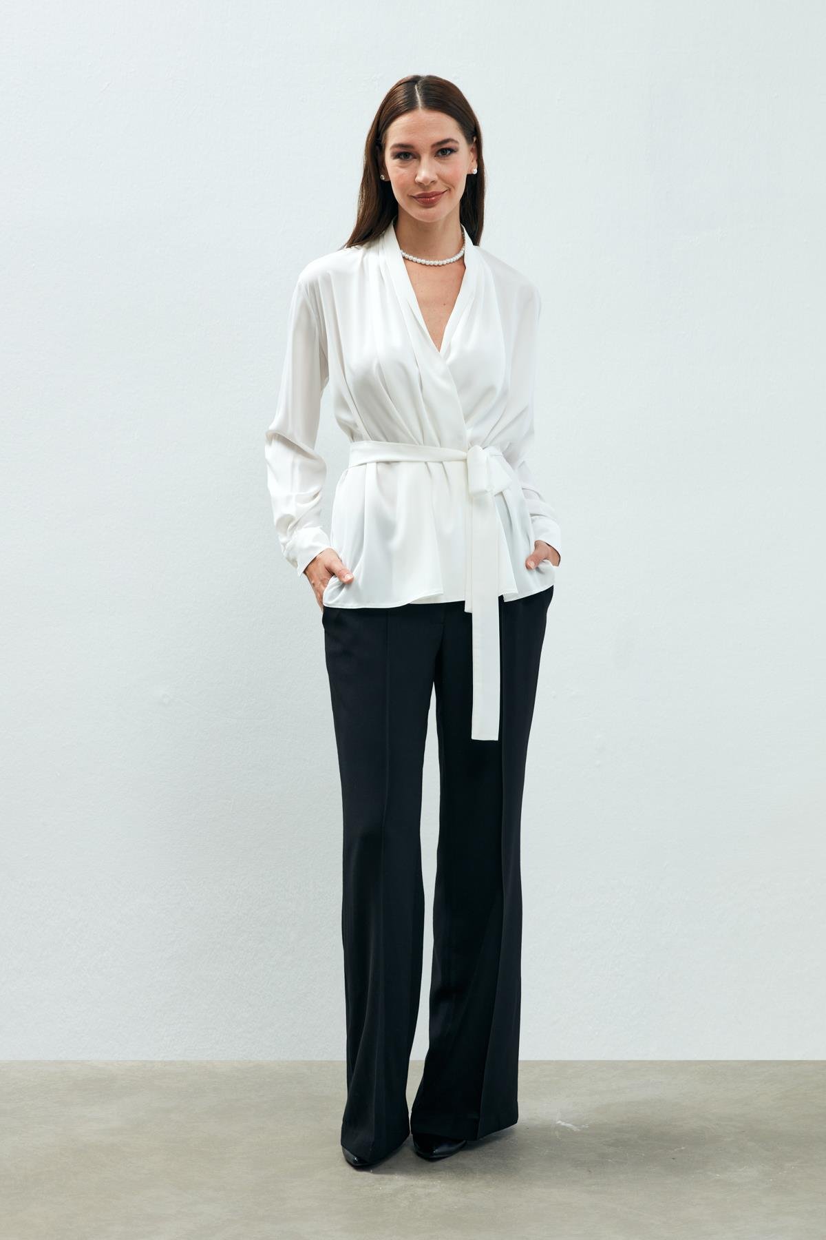 Lena Shirt White-Modalody-Plus Size Shirts 