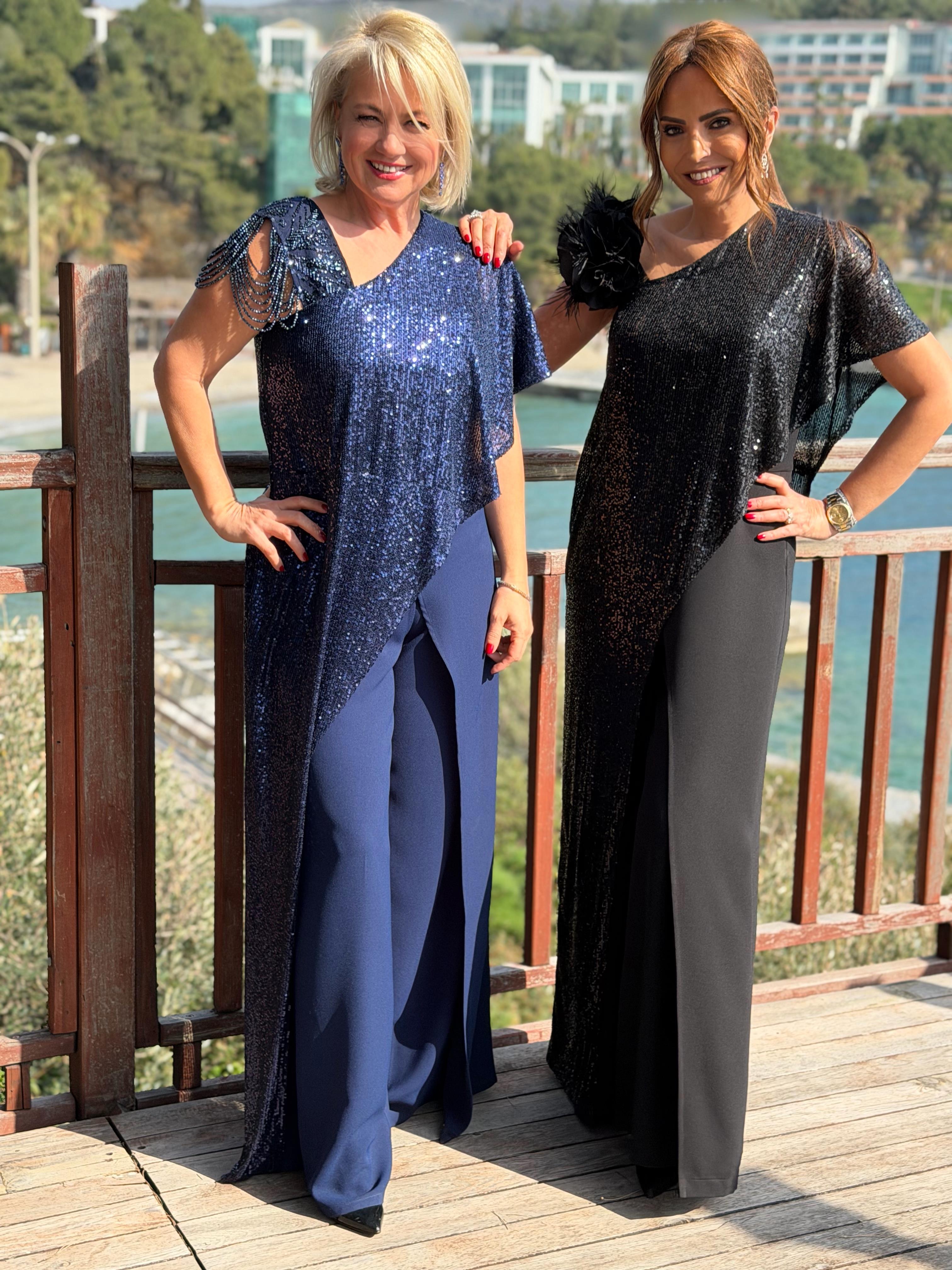 Melisa Jumpsuit Stella - One shoulder sequined ruffled jumpsuit