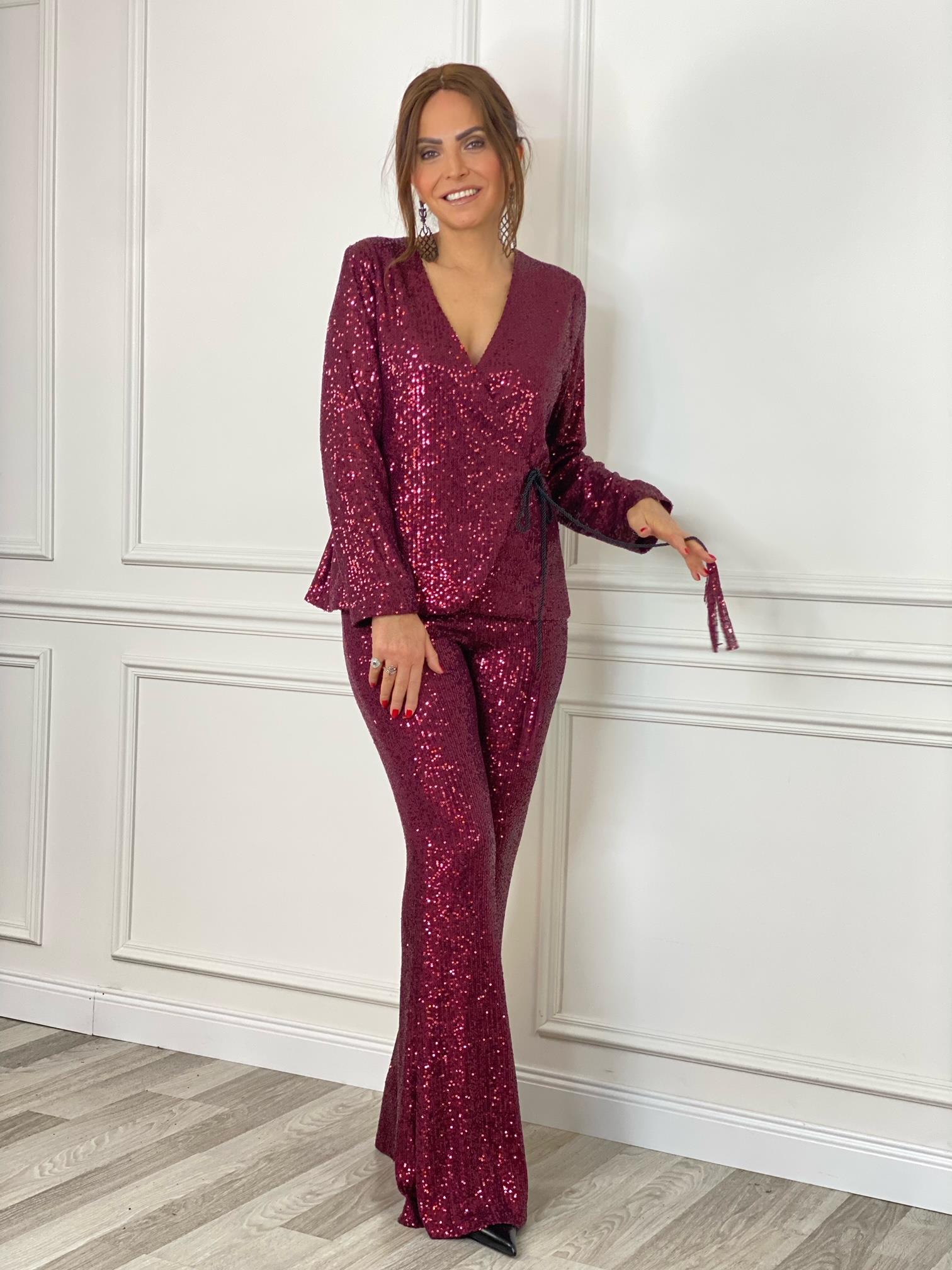 Mirela Pantolon Bordo-Modalody-Plus Size Trousers