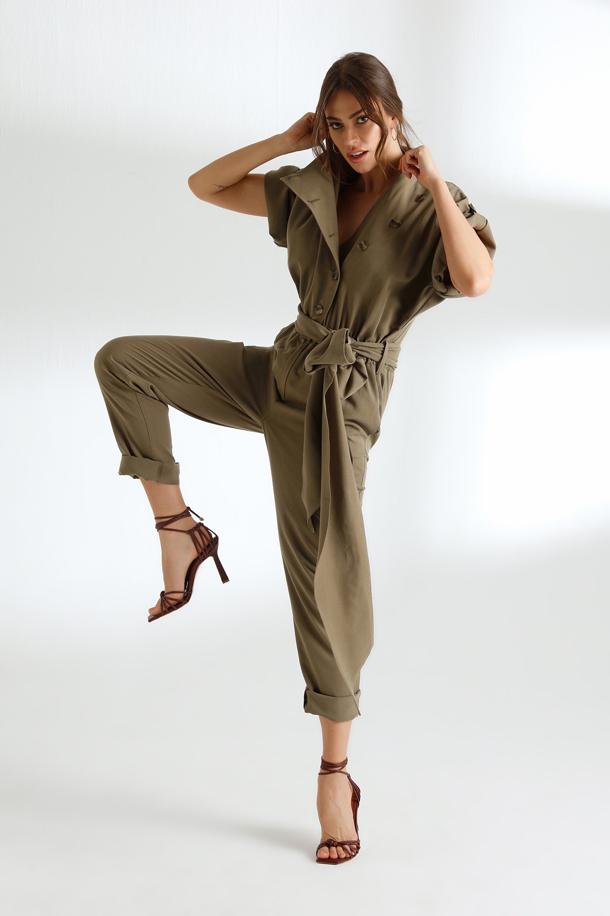 jumpsuit khaki color