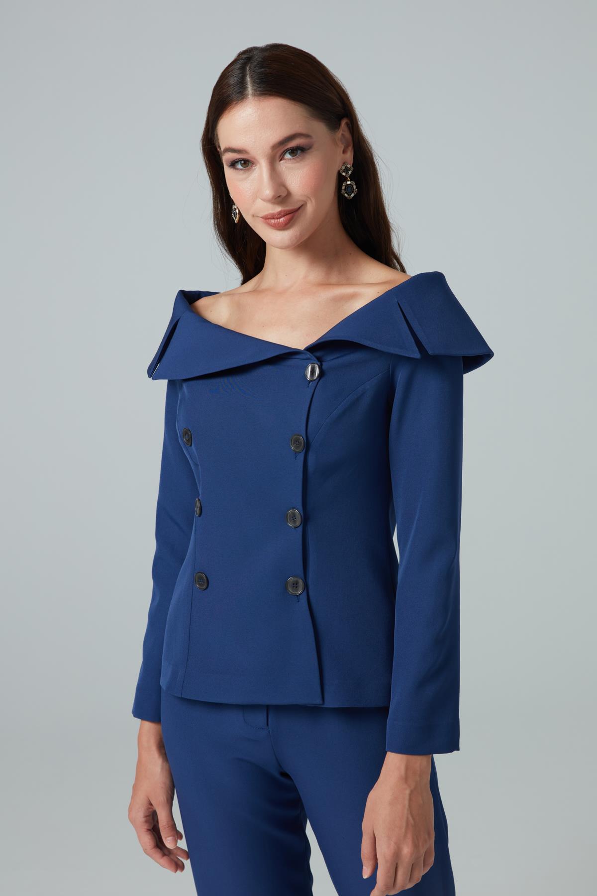 Natali Jacket Indigo-Modalody-Plus Size Jackets