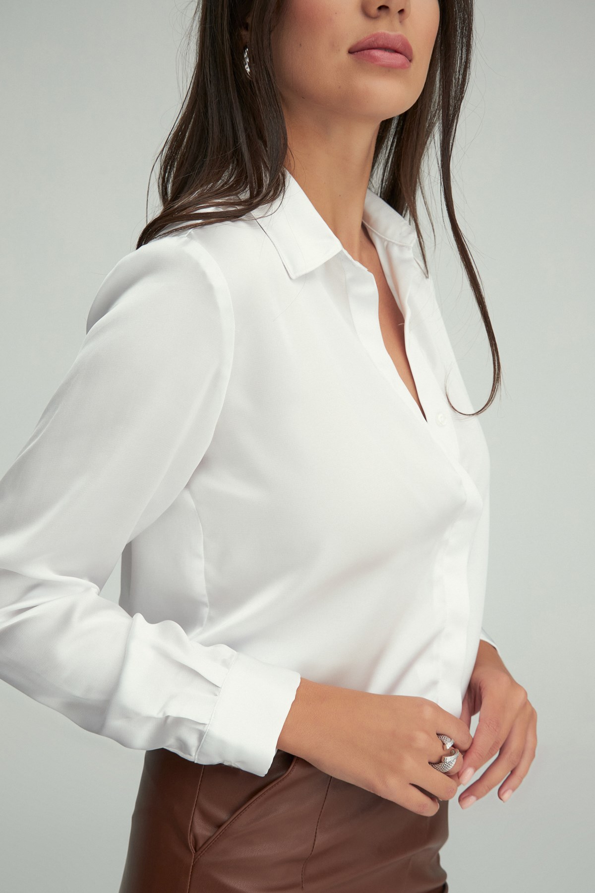Paris Gömlek Beyaz - İpek saten gömlek | Gömlek | Modalogy