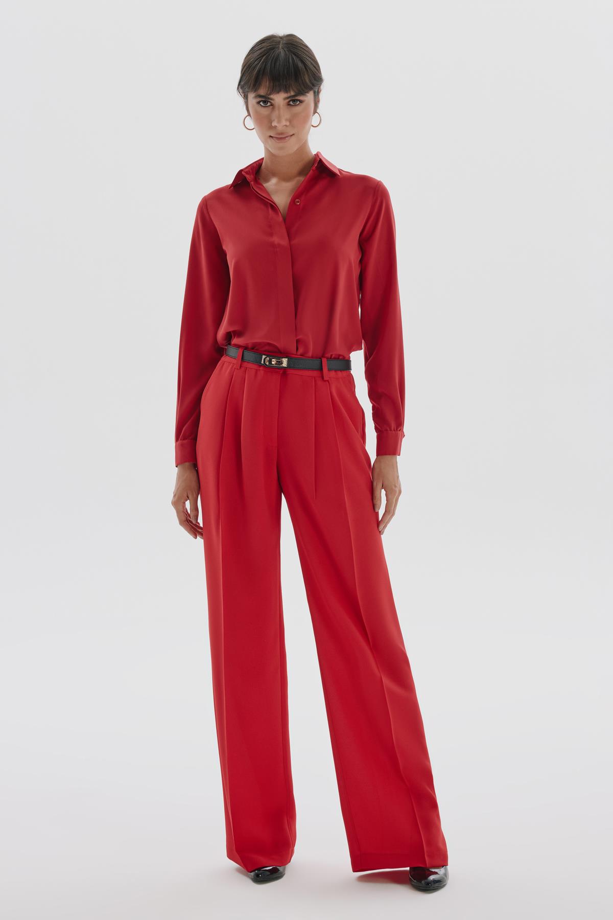Paula Trousers Burgundy-Modalogy-Trousers