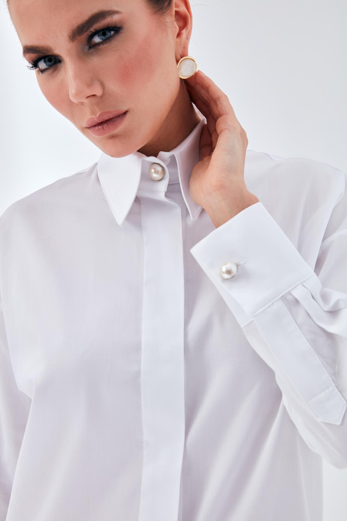 Rakel Shirt White-Modalody-Plus Size Shirts 