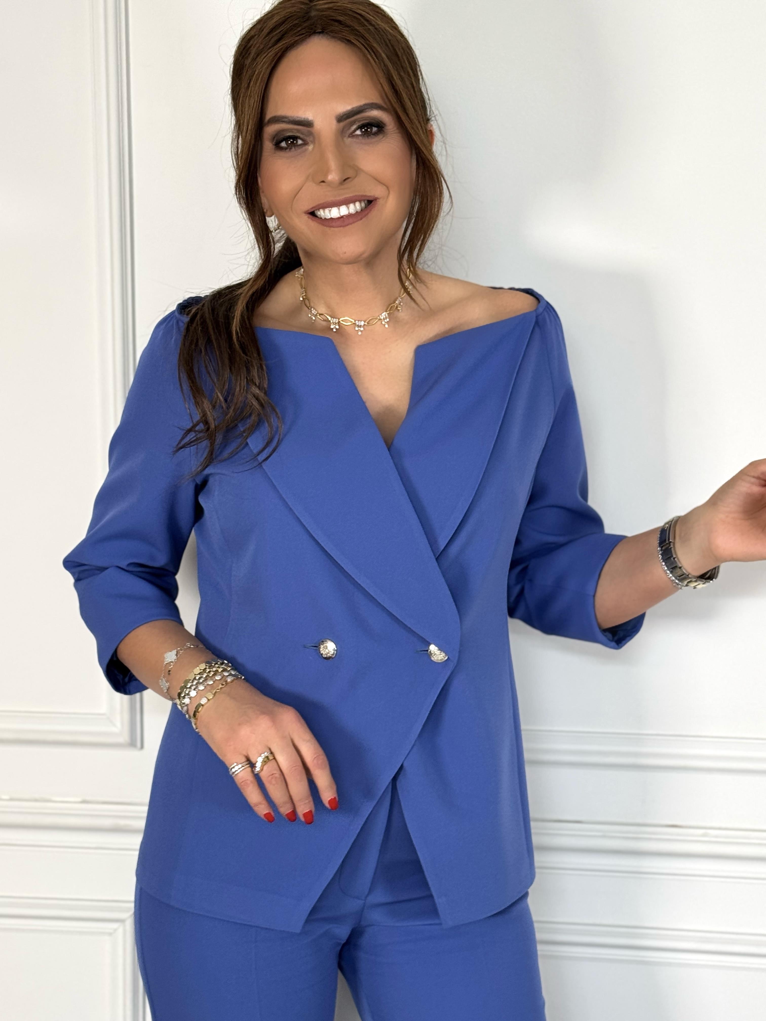 Rima Ceket İndigo-Modalody-Büyük Beden Ceketler