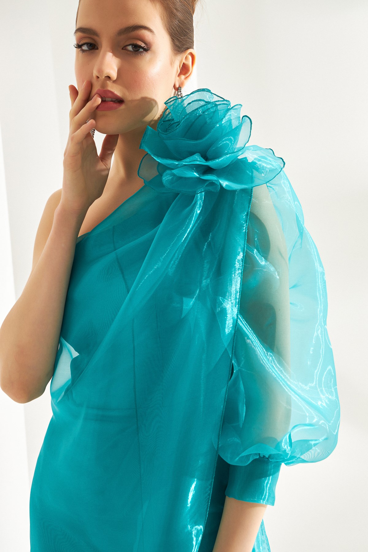 strapless open back dress Colors Dress 3545 - Long Print Organza A-Line Dress