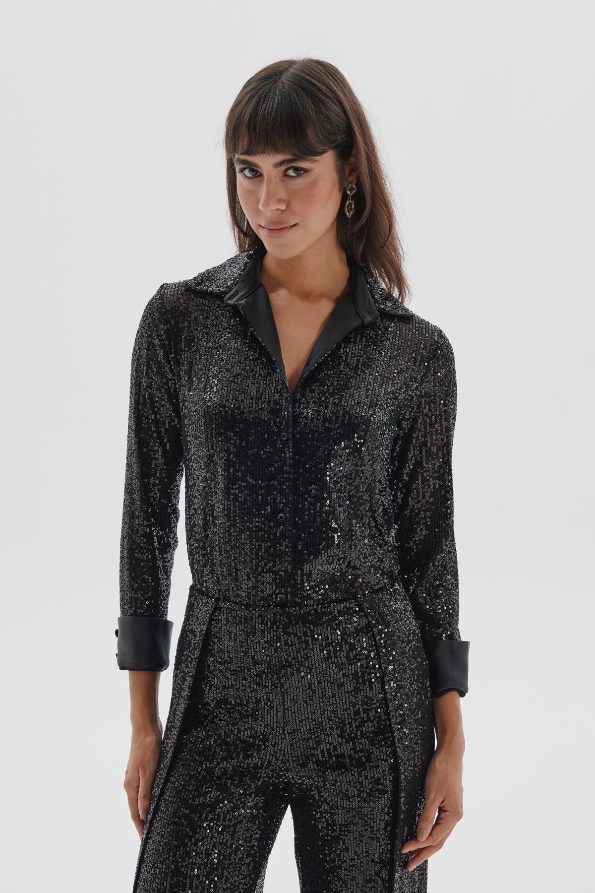 Sandro Shirt Black-Modalody-Plus Size Blouses