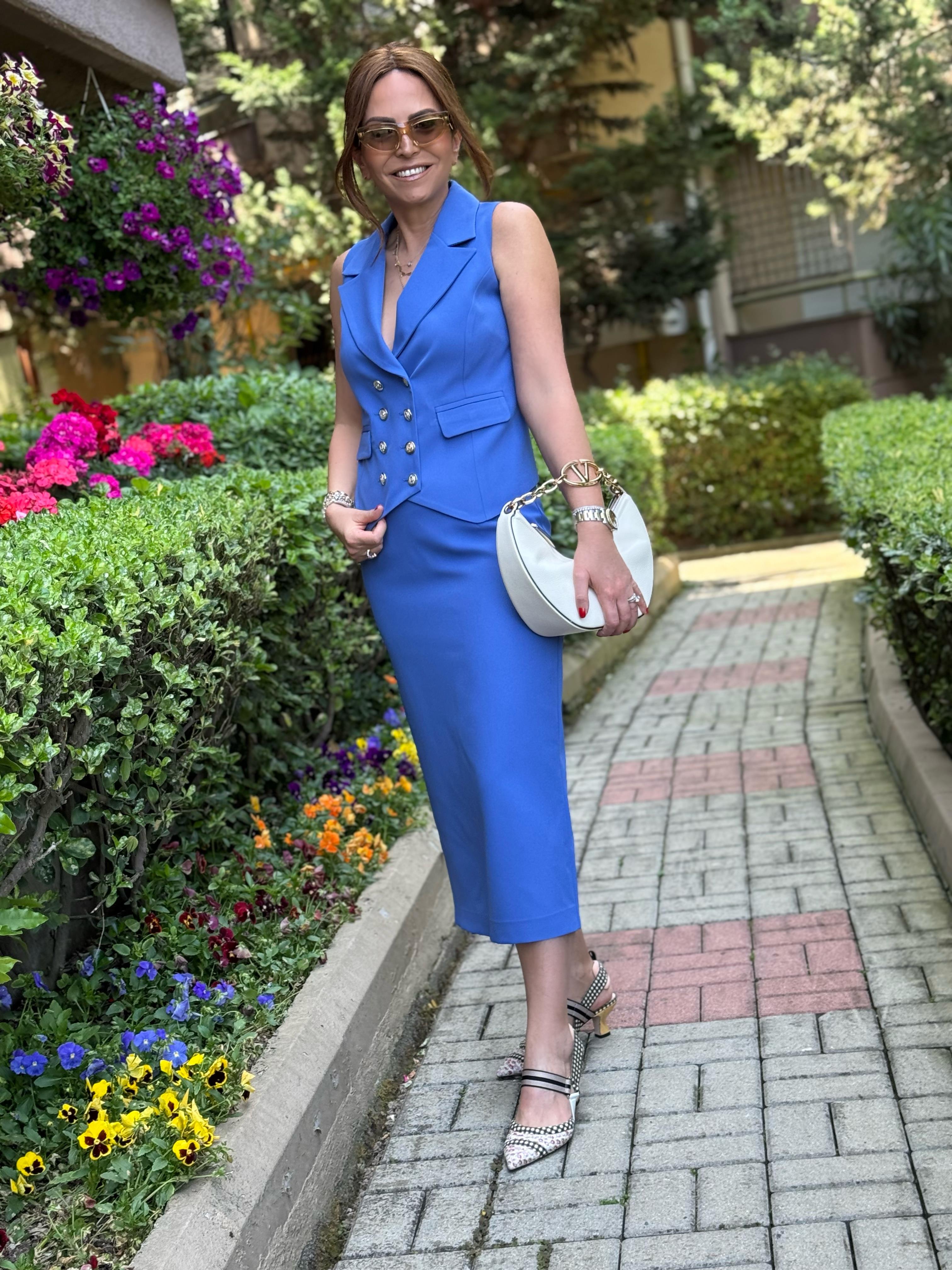 Sofi Skirt İndigo-Modalody-Plus Size Skirts
