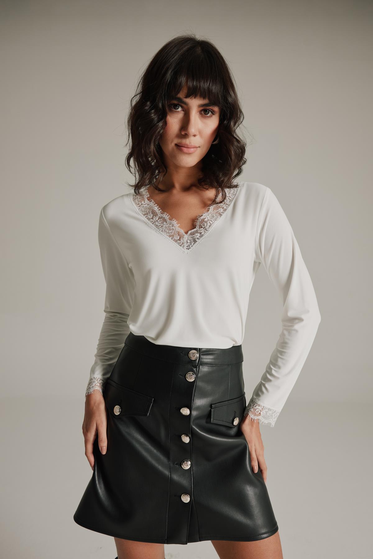 Studio Lace Blouse Ecru-Modalogy-Blouse