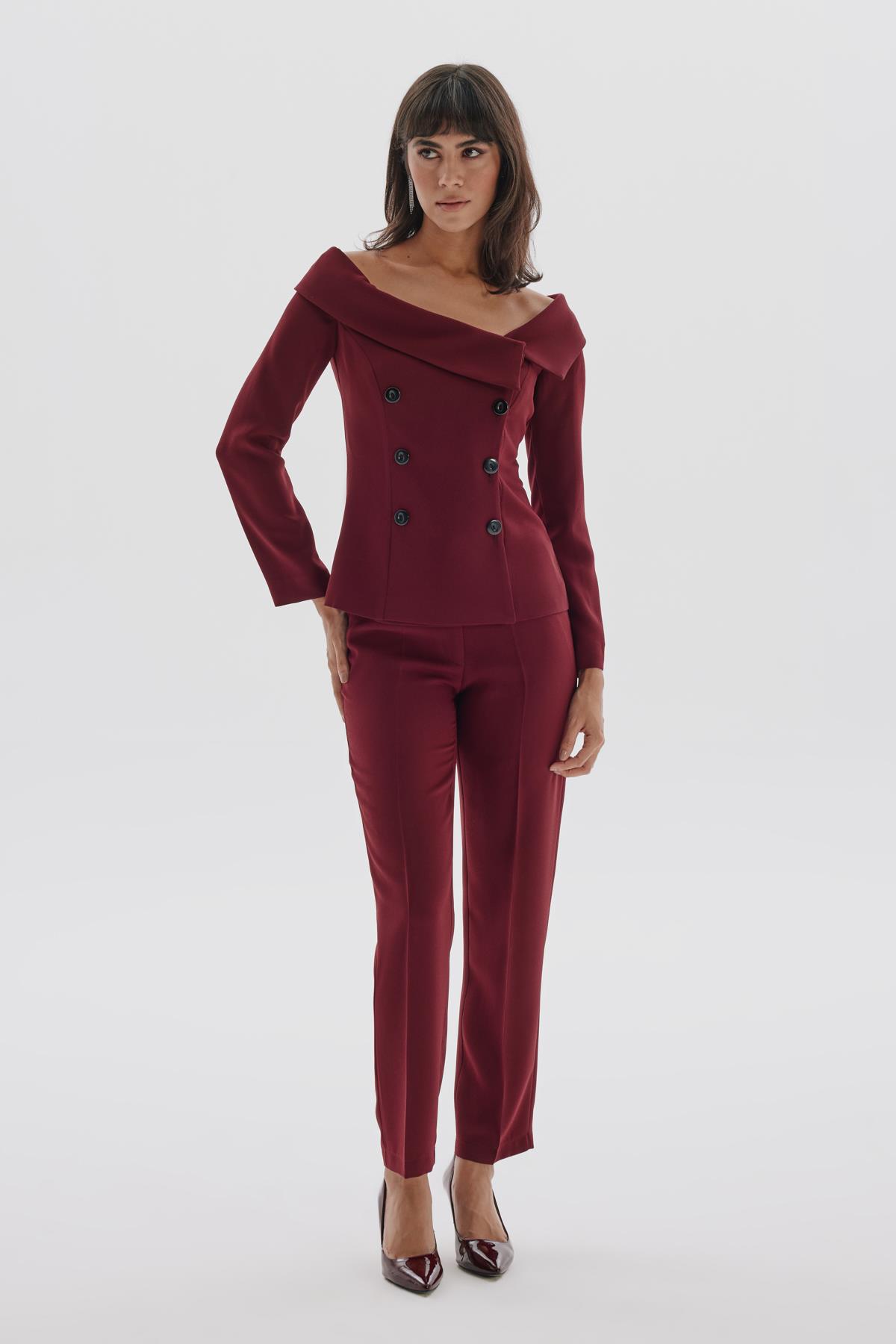 Tiffany Jacket Burgundy-Modalogy-Jackets & Coats