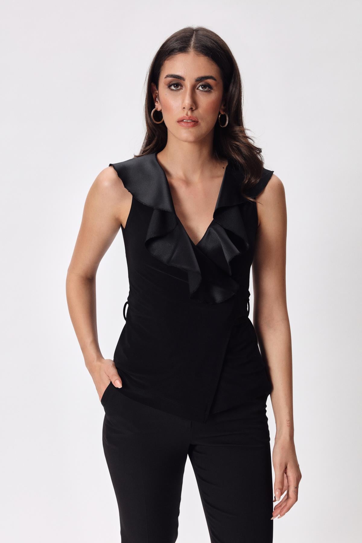 Valentine Blouse Black-Modalody-Plus Size Blouses