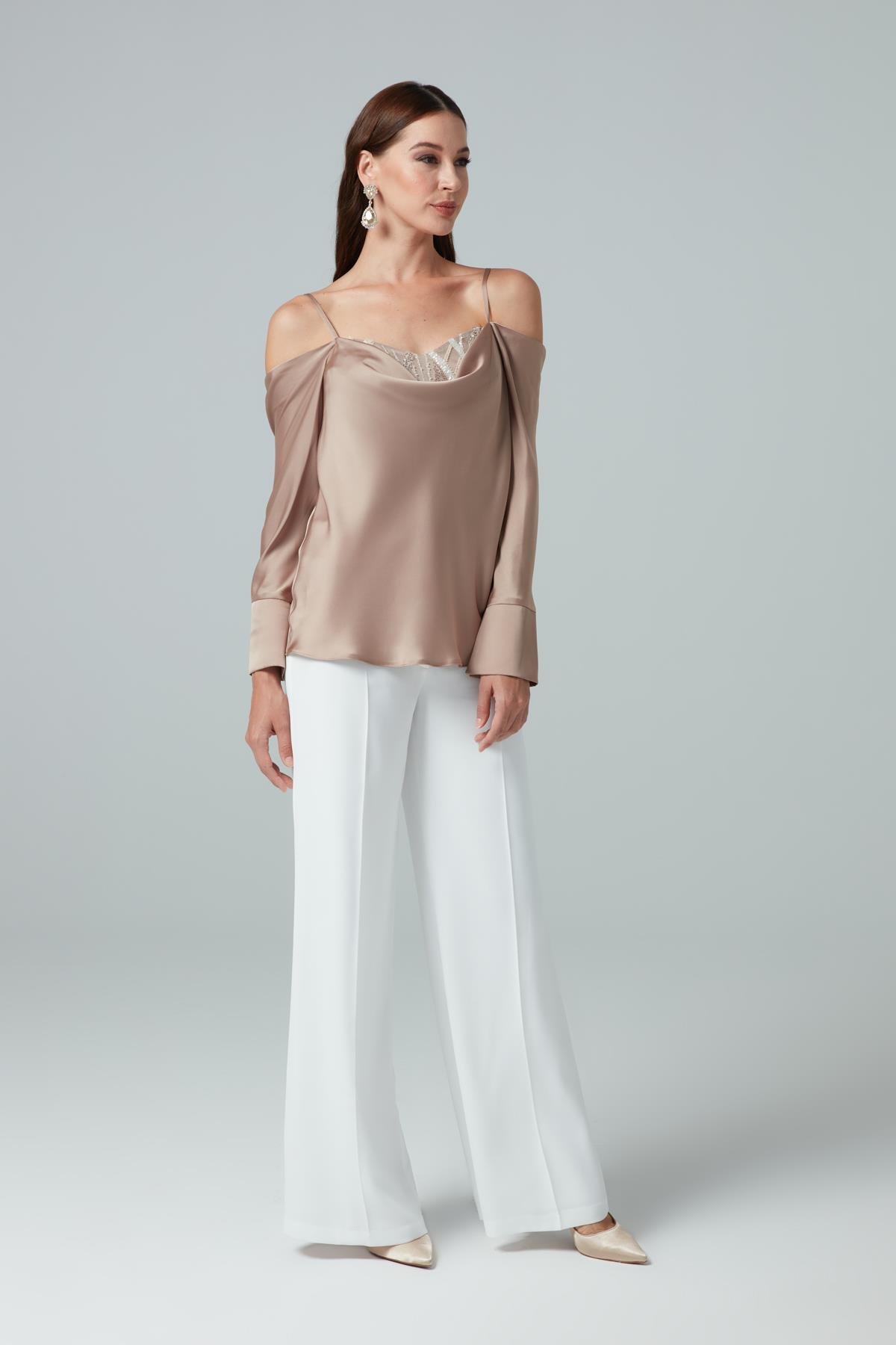 Vanessa Pants Ecru-Modalody-Plus Size Trousers