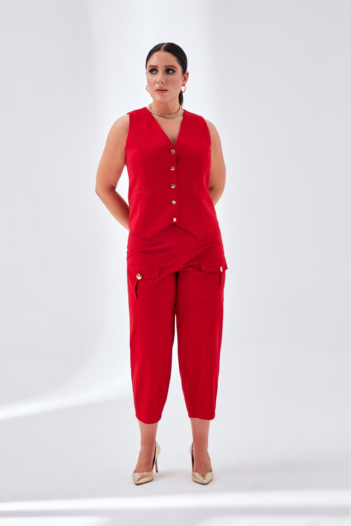 Vera Trousers Red-Modalody-Plus Size Trousers