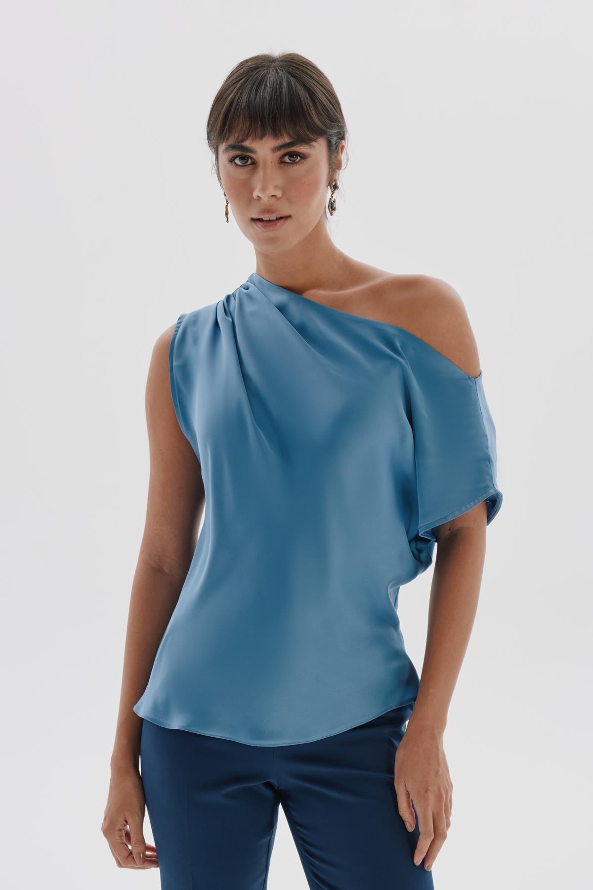Violet Blouse Azul-Modalody-Plus Size Blouses