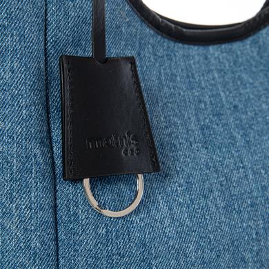 matnis Coco Model Siyah Deri Detaylı Denim Çanta