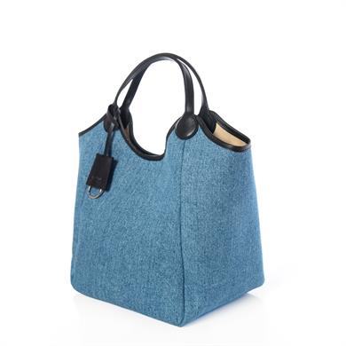 matnis Coco Model Siyah Deri Detaylı Denim Çanta