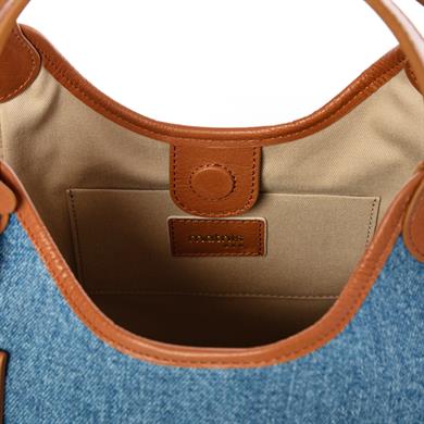 matnis Coco Model Taba Deri Detaylı Denim Çanta