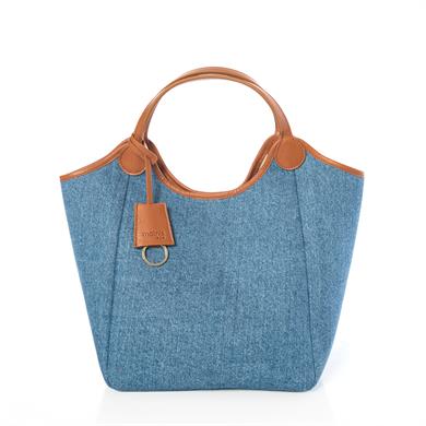 matnis Coco Model Taba Deri Detaylı Denim Çanta