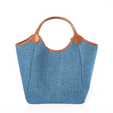 matnis Coco Model Taba Deri Detaylı Denim Çanta