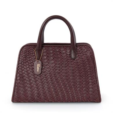 matnis Miranda Model Bordo Rengi Deri Örgü Çanta Küçük Boy