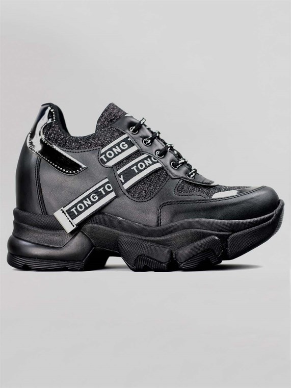 Beety Kadın Yazı Detaylı Sneaker-Siyah