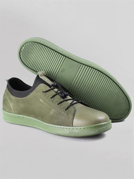 Serdar Yeşil Ricardo Erkek Nubuk Deri Sneaker-Yeşil