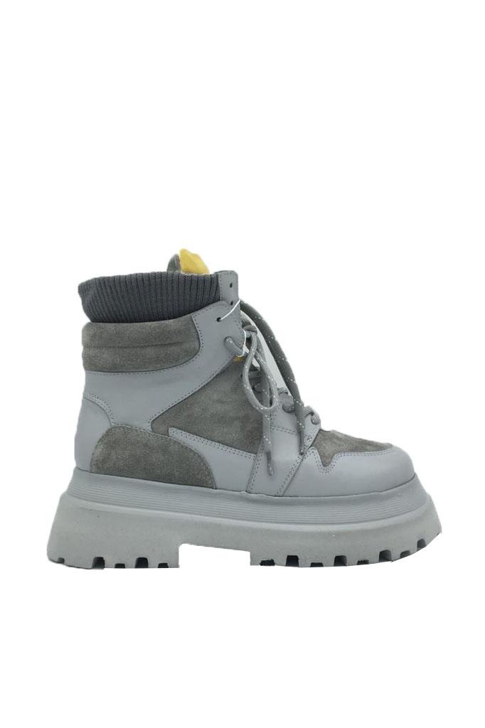 Gerçek Hakiki Deri Kadın Gri Bot