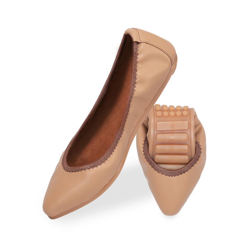 Rollbab Hera Taba Kadın Katlanabilir Babet Ayakkabı