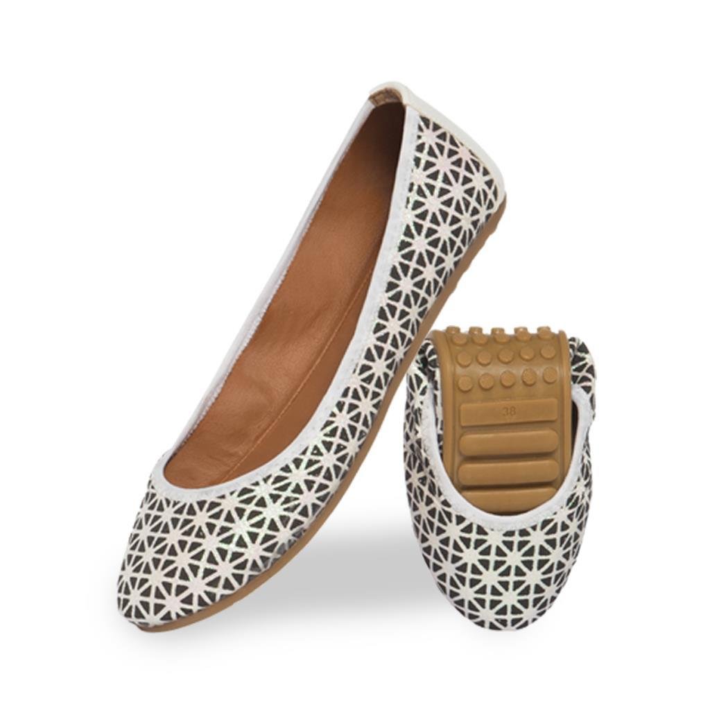 Rollbab White Plaid Jolly Kadın Babet ayakkabı