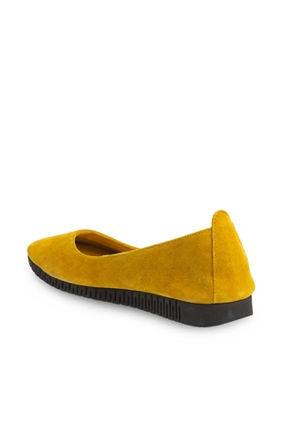 Comfort Line Hardal Sarı Süet Deri Kadın Ayakkabı