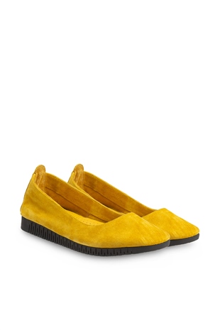 Comfort Line Hardal Sarı Süet Deri Kadın Ayakkabı