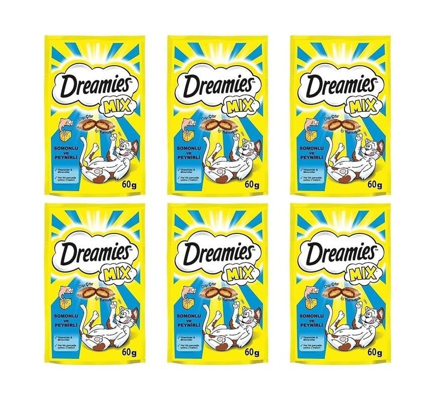 Dreamies Mix Somonlu ve Peynirli Kedi Ödülü 6 Adet x 60 Gr