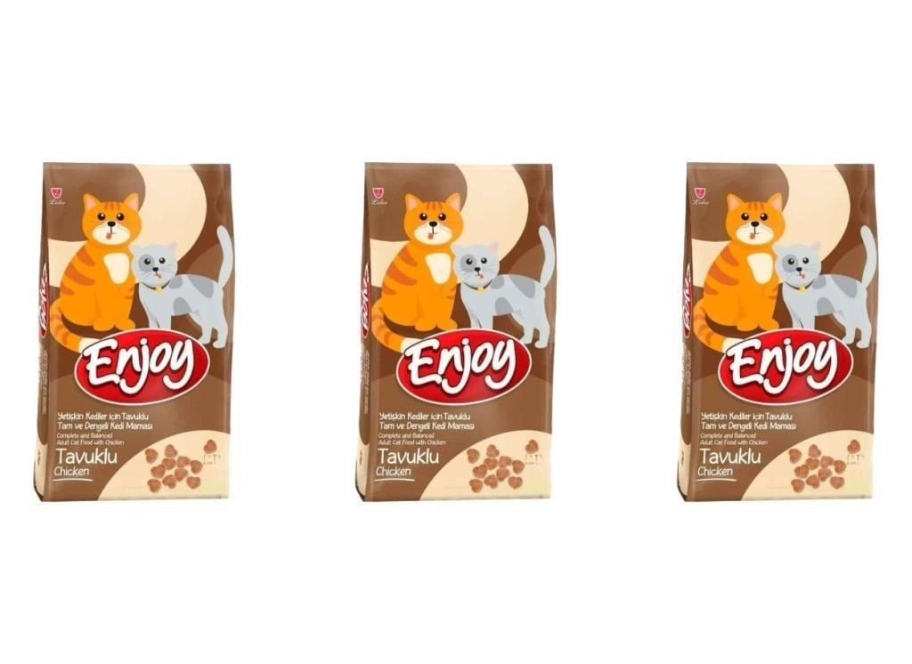 Enjoy Tavuk Etli Yetişkin Kedi Maması 1 Kg 3 Adet