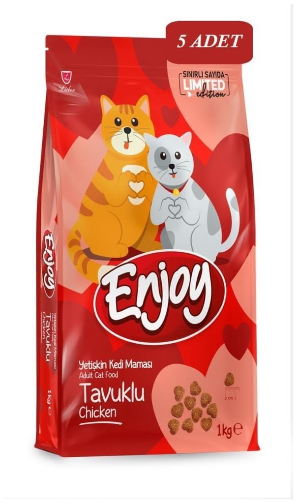 Enjoy Tavuklu Kedi Maması 1 kg (Sevgililer Günü Özel Ambalaj)*10 ADET