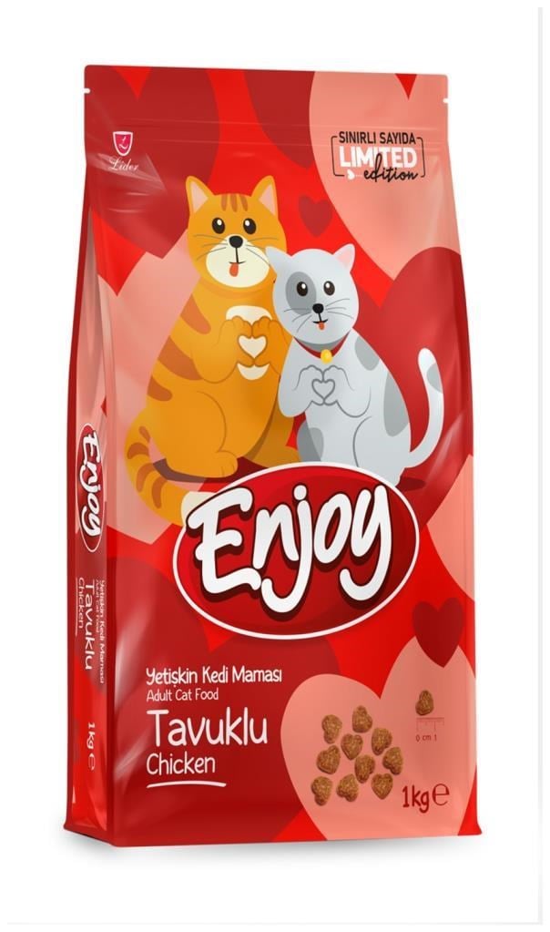 Enjoy Tavuklu Kedi Maması 1 kg (Sevgililer Günü Özel Ambalaj)