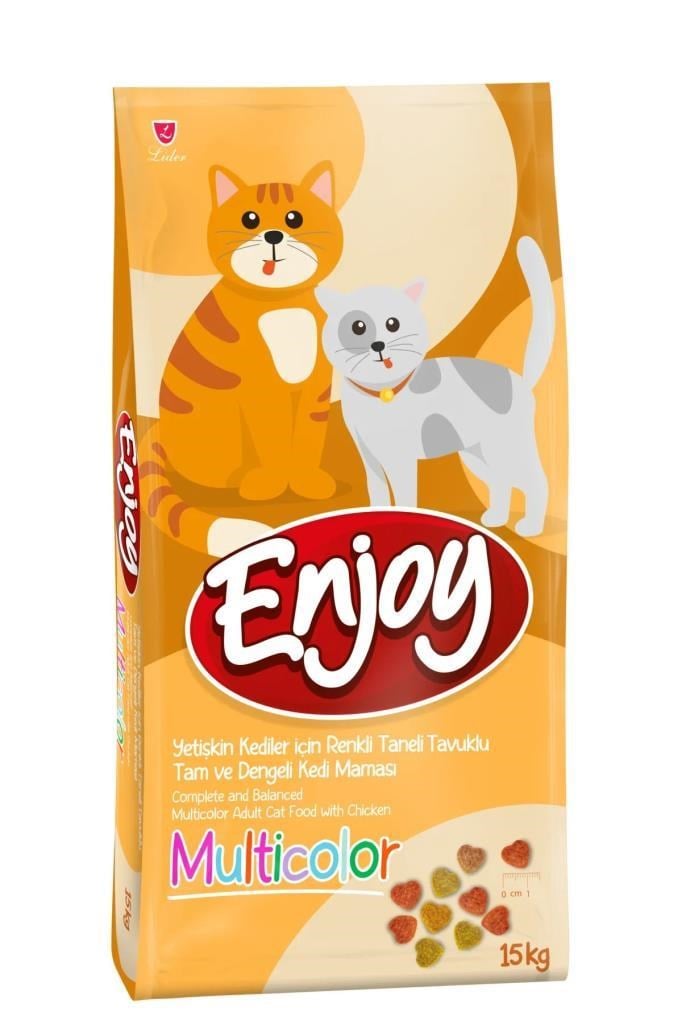 Enjoy Tavuklu Yetişkin Çok Renkli  Kedi Maması 15 Kg