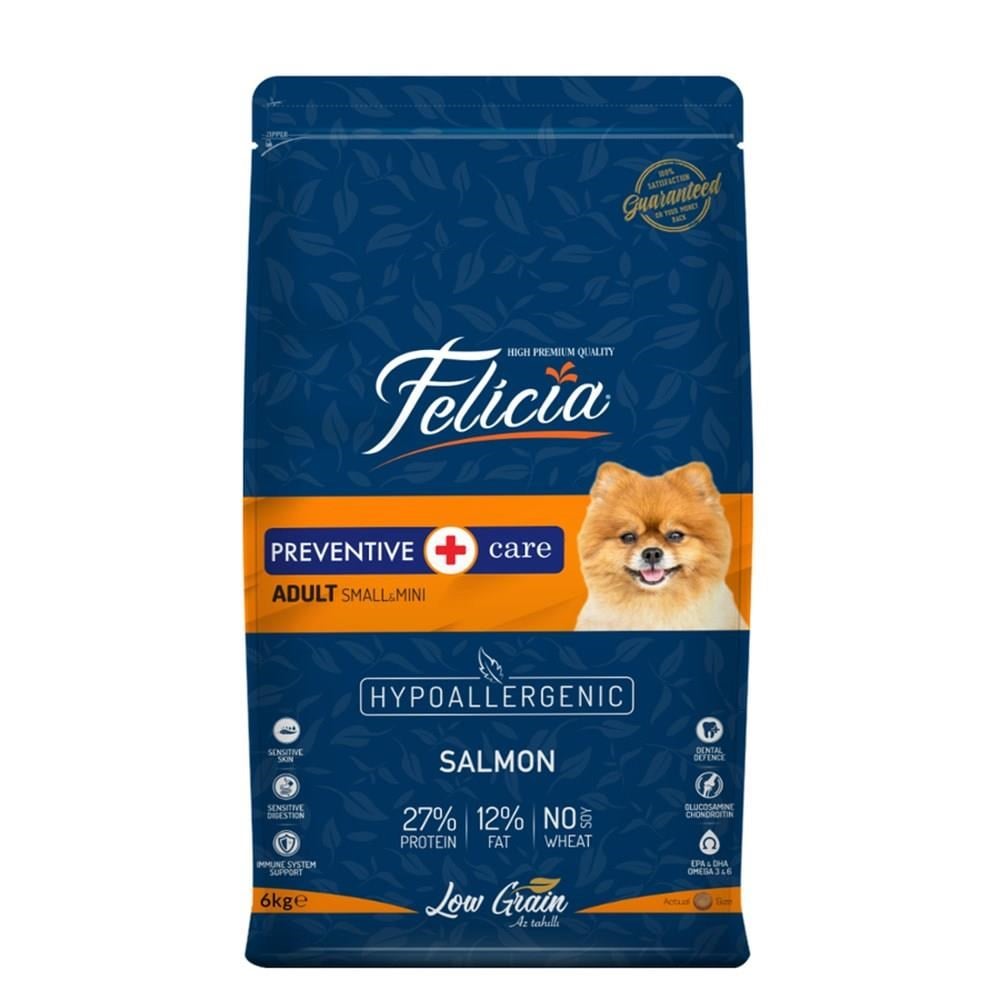 Felicia Az Tahıllı Yetişkin Somonlu Small /Mini HypoAllergenic Köpek Maması  6 Kg