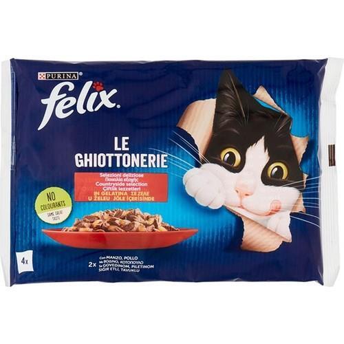Felix Sığır ve Tavuk Etli Yetişkin Yaş Kedi Maması 4x85gr