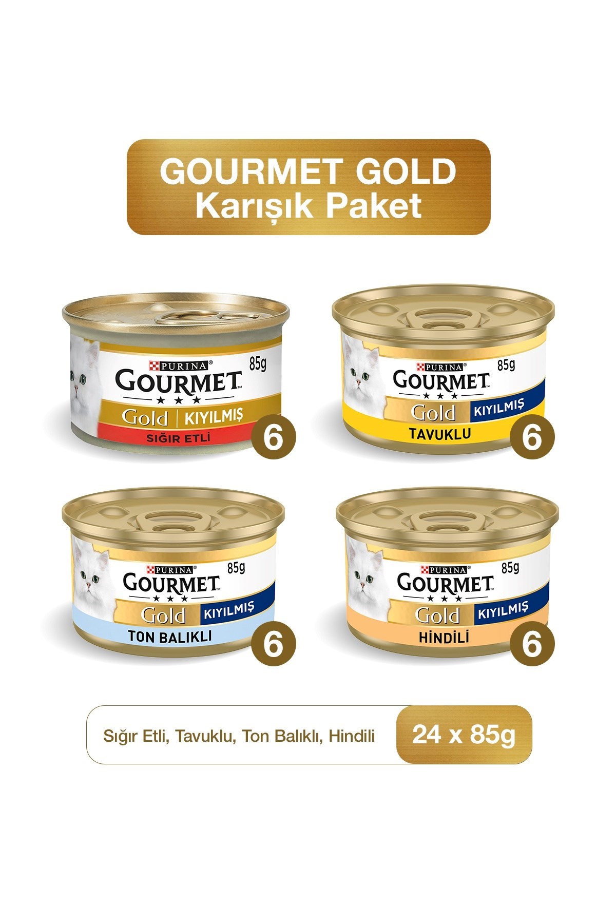 Gourmet Purina Karışık Kedi Konservesi 85 gr X 24 Adet