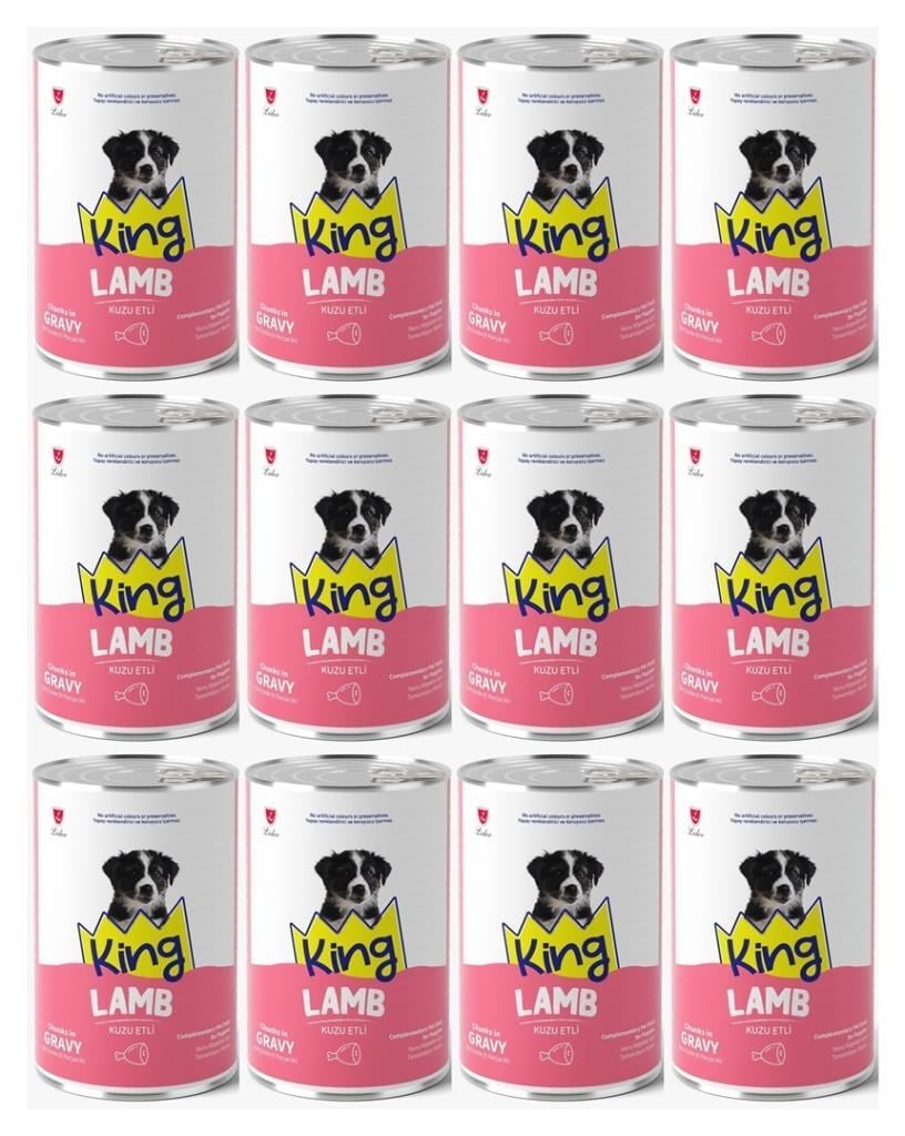 King Et Parçacıklı Kuzu Etli Yavru Köpek Konserve 400 Gr*12 ADET