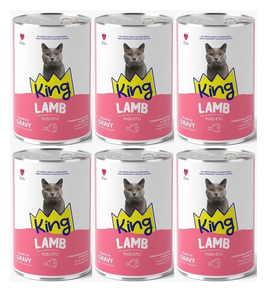 King Et Parçacıklı Kuzu Etli Yetişkin Kedi Konserve 400 Gr*6 ADET