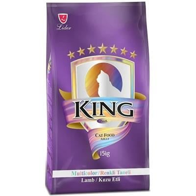 King Multicolor Renkli Taneli Kuzu Etli Yetişkin Kedi Maması 15 Kg