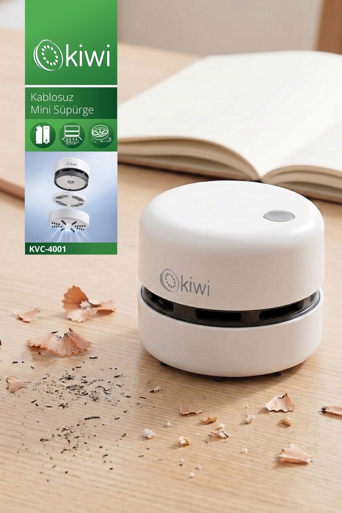 Kiwi Kvc-4001 Kablosuz Mini El Süpürgesi Pilli BEYAZ