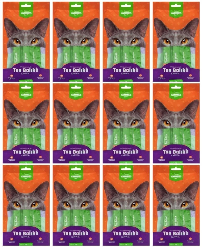 Kiwi Pets Kycc-50530 Yammies Ton Balıklı Karidesli Sıvı Kedi Ödül Maması*12 Paket